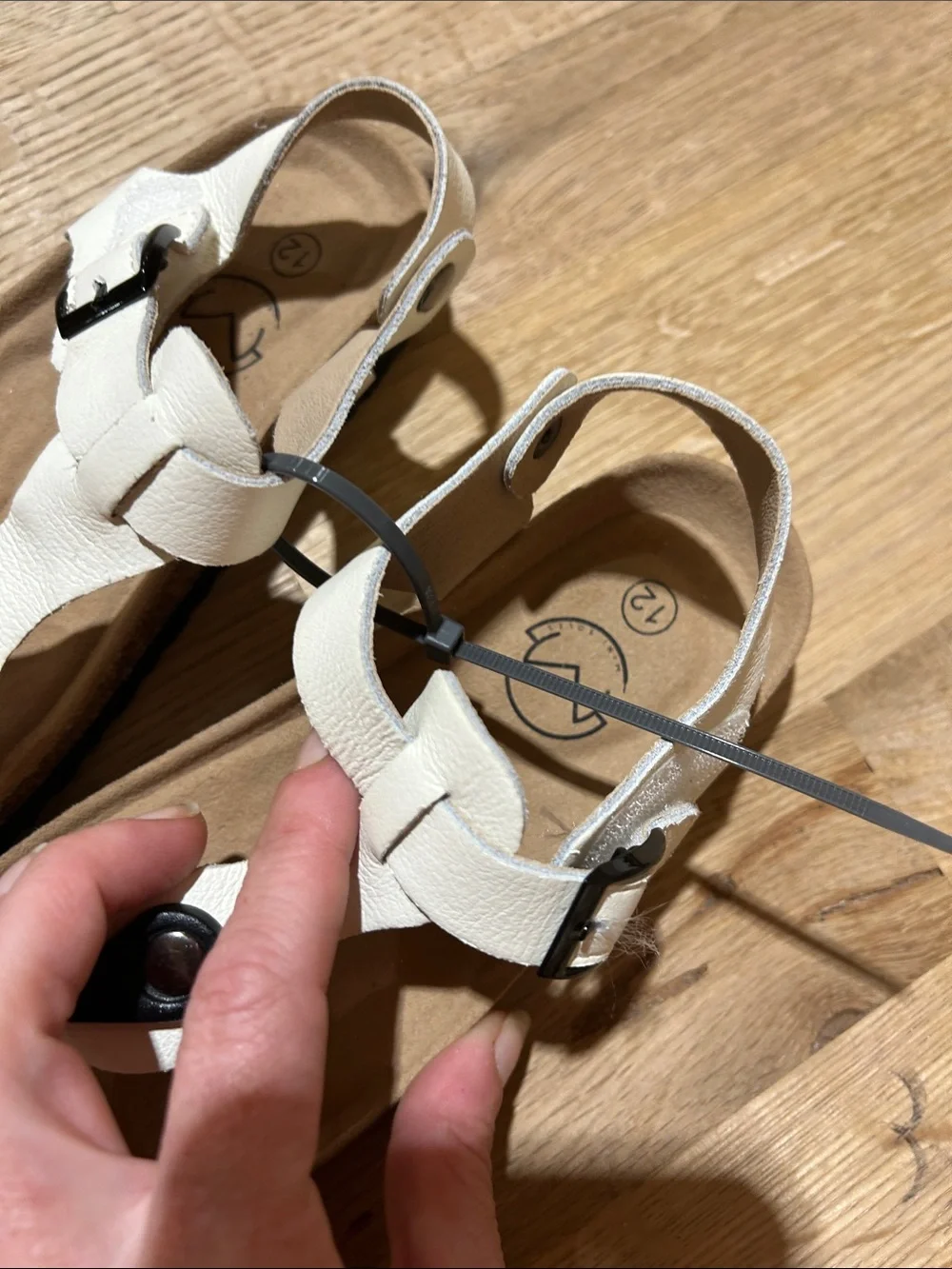 Kids White T-Strap Sandals - White